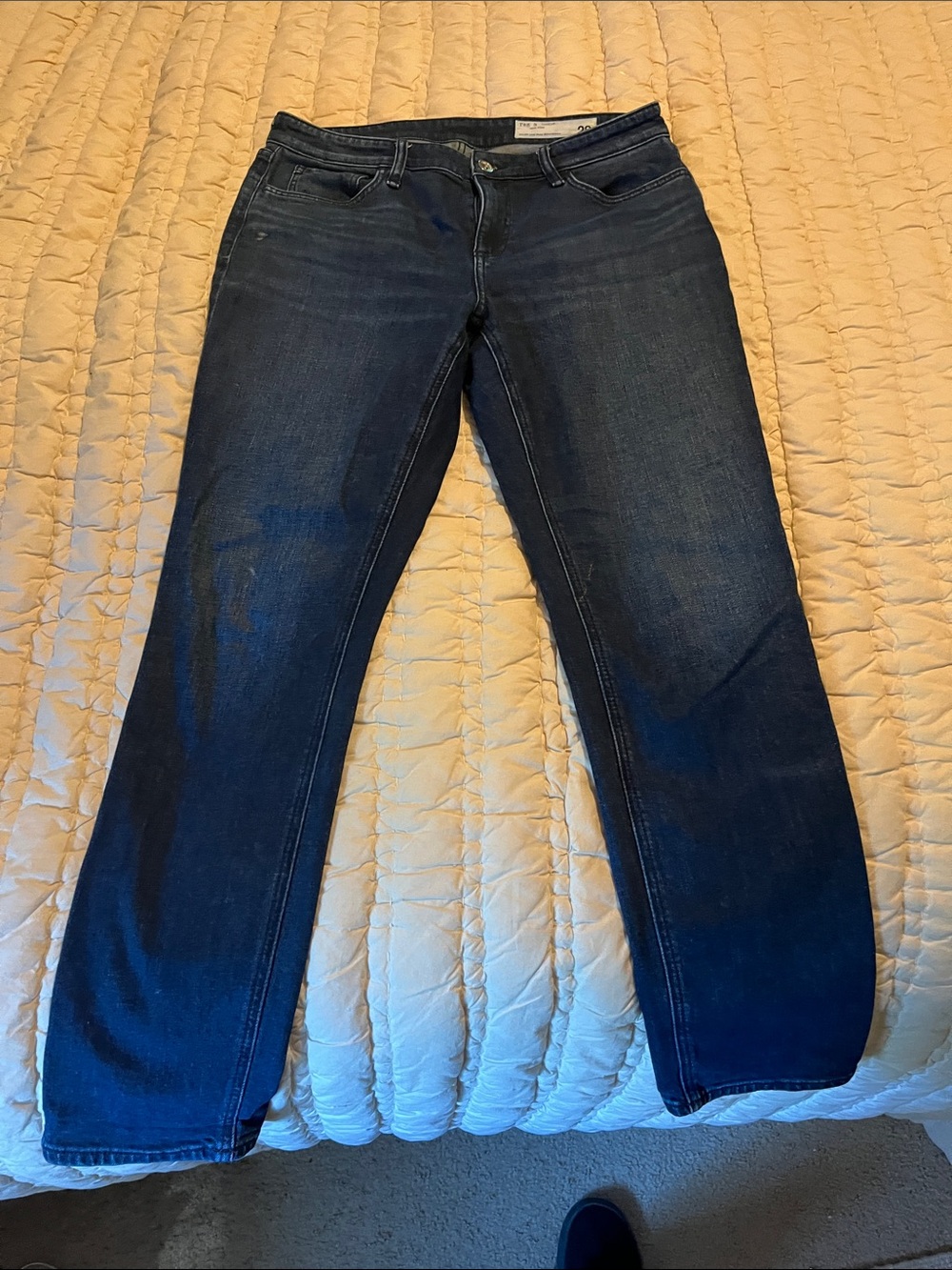 rag & bone Women's Straight Leg Jeans — Dark Blue Wash